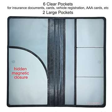 LIFUTOPIA Bing Rhinestone Car Registration and Insurance Document Holder, Glitter Artificial Diamond Lether Vehicle Accessories Car Essentials Glove Box Organizer Compartment Case Black