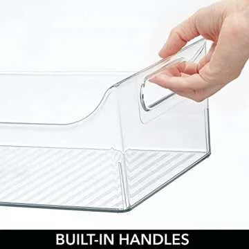 mDesign Portable Nursery Storage Plastic Baby Organizer Storage Caddy Bin w/Handles for Kids/Child Essentials - Holds Diapers, Wipes, Bottles, Baby Food - 16" Long - Ligne Collection - 2 Pack - Clear