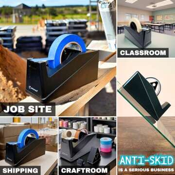 Heavy-Duty Large One-Handed Tape Dispenser for Crafting