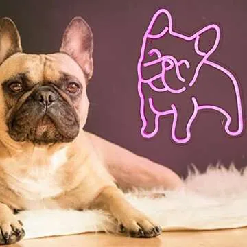 French Bulldog Neon Sign for Wall Decor Cute Puppy Pink LED Neon Dog Night Light USB Operated Frenchie Gifts Pet Shop Business Sign Bedroom Wall Party Bull Dogs Gifts (Pink)