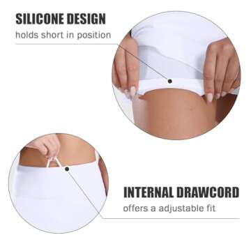 BALEAF Women's 13" Tennis Skirts Golf Skort High Waisted Athletic Pleated Pockets Linner Running Sports Workout Casual White S