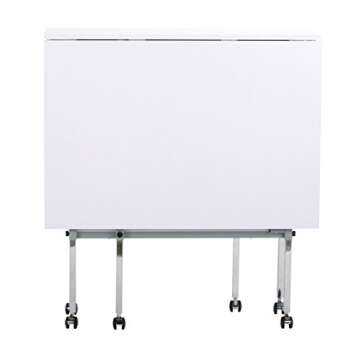 Sew Ready Hobby and Cutting Table - 58.75" W x 36.5" D White Arts and Crafts Table with 2 Mesh Storage Drawers, Silver/White