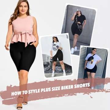 FULLSOFT Plus Size Biker Shorts for Women-High Waist X-Large-4X Tummy Control with Pockets Workout Shorts for Yoga