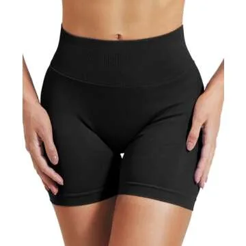 VOYJOY Women Workout Impact Shorts 3.6"/ 4.5"/ 6" Scrunch Butt Lifting Gym Seamless Booty Biker Shorts Black