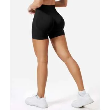 VOYJOY Women Workout Impact Shorts 3.6"/ 4.5"/ 6" Scrunch Butt Lifting Gym Seamless Booty Biker Shorts Black