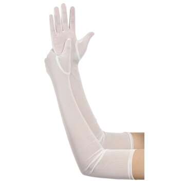 Hazhlko Women's Long Stretchy Mesh Tulle Sheer Gloves Costume Wedding Opera Halloween Party 1920's D...