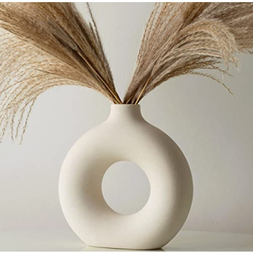 RyddeligHome White Ceramic Vase for Pampas Grass Flowers, White Vases for Decor, Modern Home Decor V...