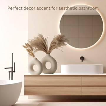 RyddeligHome White Ceramic Donut Vase for Pampas Grass