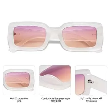 Trendy Rectangle Sunglasses for Men and Women - UV400 Protection