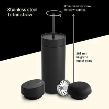 Fellow 16 oz Carter Travel Mug - Versatile Design with 3 Lids