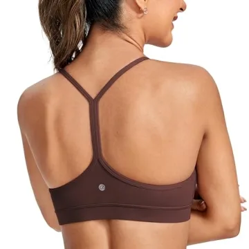 CRZ YOGA Butterluxe Womens Y Back Sports Bra - Padded Racerback Low Impact Spaghetti Thin Strap Work...