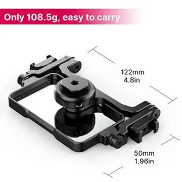 Smartphone Phone Clamp Holder w Selfie Mirror Cold Shoe Mic/Light Mount Camera Tilt Flip Screen Vlogging Accessory Video Shooting Compatible for iPhone 16 15 14 13 12 Pro Max Rig, for Sony Canon DSLR