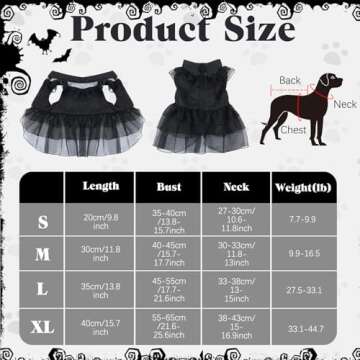 Coume 3 Pcs Black Halloween Dog Costume Set with Wig and Belt