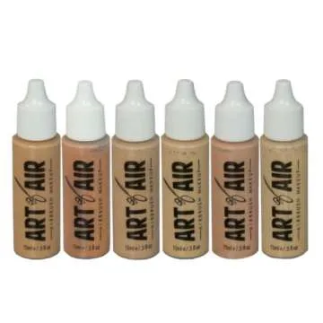 Art of Air Professional Airbrush Cosmetic Makeup System/Fair to Medium Shades 6pc Foundation Set with Blush, Bronzer, Shimmer and Primer Makeup Airbrush Kit