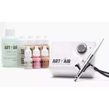 Art of Air Professional Airbrush Cosmetic Makeup System/Fair to Medium Shades 6pc Foundation Set with Blush, Bronzer, Shimmer and Primer Makeup Airbrush Kit