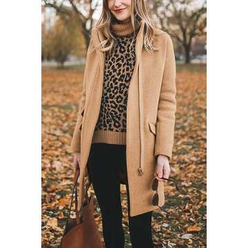 BZB Womens Winter Long Coat Zip Up Casual Wool Blend Over Stand Neck Pea Coats Mid-Long Jackets Came...