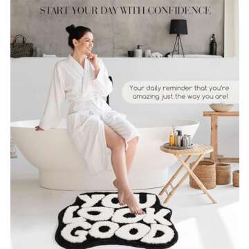ELDONE You Look Good Bath Mat - Cool Black and White Bathroom Rugs Non Slip Washable, Black Bathroom...
