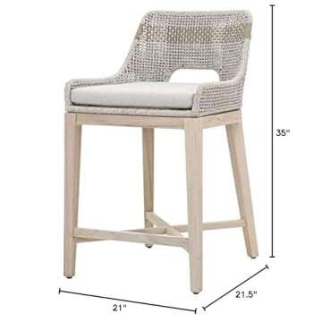 Home Square 3 Piece Patio Counter Stool Set in Taupe and White