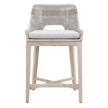 Home Square 3 Piece Patio Counter Stool Set in Taupe and White