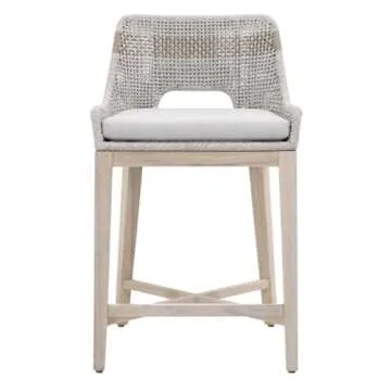 Home Square 3 Piece Patio Counter Stool Set in Taupe and White