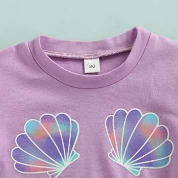 Toddler Kid Baby Girls Outfits Fly Sleeve Shell Crop Tops T-Shirt Mermaid Flared Pants Summer Birthday Clothes 1-6T