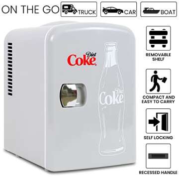 Diet Coke Mini Fridge - Portable Cooler for Drinks