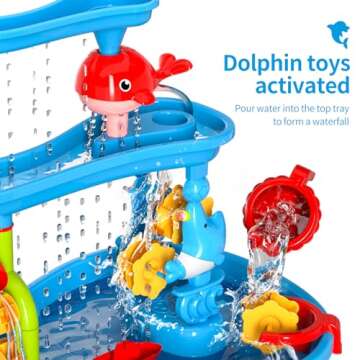 Lucky Doug Kids Sand Water Table for Toddlers, 3-Tier Sand and Water Play Table Toys for Toddlers Ki...