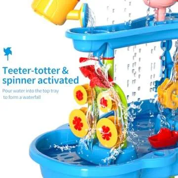 Lucky Doug Kids Sand Water Table for Toddlers, 3-Tier Sand and Water Play Table Toys for Toddlers Kids, Kids Beach Toys Play Table Outdoor Toys