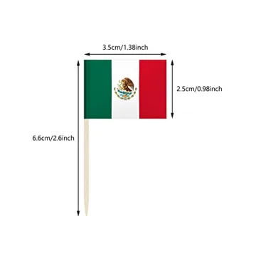100 Pack Mexico Flag Mexican Toothpick Flags for Festive Decorating