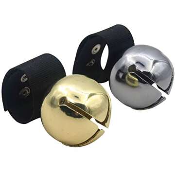 SCENEREAL Large Dog Collar Bell for Training, Hiking, Walking, Hunting, Pet Tracker, 2 Pack 1.5" Extra Loud Pet Bell for Save Wildlife and Birds (Bear Bell, Cow Bell) Gold | Silver