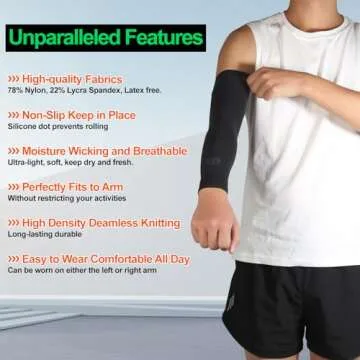 MGANG Lymphedema Compression Arm Sleeve for Women Men, Opaque, 15-20 mmHg Compression Full Arm Support with Silicone Band, Relieve Swelling, Edema, Post Surgery Recovery, Single Black XL