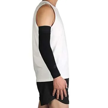 MGANG Lymphedema Compression Arm Sleeve for Women Men, Opaque, 15-20 mmHg Compression Full Arm Support with Silicone Band, Relieve Swelling, Edema, Post Surgery Recovery, Single Black XL