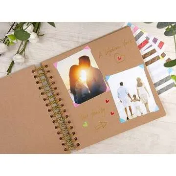 potricher 8 x 8 Inch DIY Scrapbook Photo Album 80 Pages Thick Kraft Blank Yellow Paper Memory Book for Wedding and Anniversary Family (Yellow, 8 Inch)