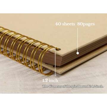 potricher 8 x 8 Inch DIY Scrapbook Photo Album 80 Pages Thick Kraft Blank Yellow Paper Memory Book for Wedding and Anniversary Family (Yellow, 8 Inch)