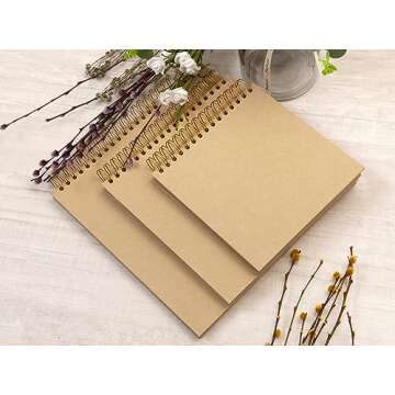 potricher 8 x 8 Inch DIY Scrapbook Photo Album 80 Pages Thick Kraft Blank Yellow Paper Memory Book for Wedding and Anniversary Family (Yellow, 8 Inch)