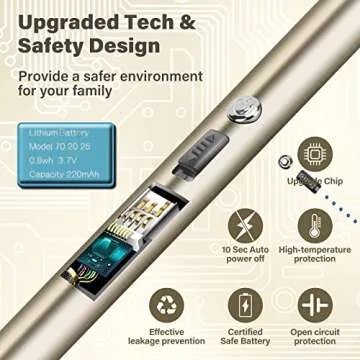 Navpeak Candle Lighter Long Neck Windproof Electric Arc Lighter for Gas Stove Fireplace BBQ Kitchen Grills (Champagne Gold)