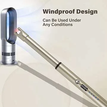 Navpeak Candle Lighter Long Neck Windproof Electric Arc Lighter for Gas Stove Fireplace BBQ Kitchen Grills (Champagne Gold)