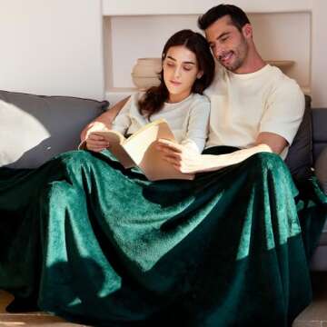 Exclusivo Mezcla Fleece Throw Blanket for Couch, Sofa, 300GSM Super Soft and Warm Blankets, Forest Green Throw All Season Use, Cozy, Plush, Lightweight, 50x60 Inches