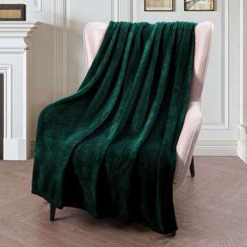 Exclusivo Mezcla Fleece Throw Blanket for Couch, Sofa, 300GSM Super Soft and Warm Blankets, Forest Green Throw All Season Use, Cozy, Plush, Lightweight, 50x60 Inches