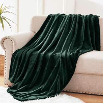 Exclusivo Mezcla Fleece Throw Blanket for Couch, Sofa, 300GSM Super Soft and Warm Blankets, Forest Green Throw All Season Use, Cozy, Plush, Lightweight, 50x60 Inches