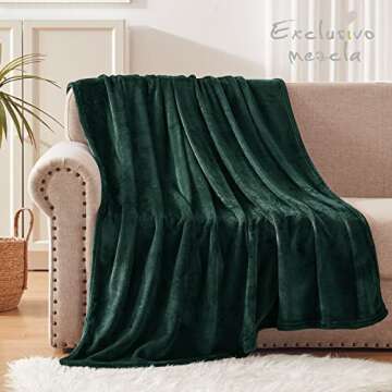 Exclusivo Mezcla Fleece Throw Blanket for Couch, Sofa, 300GSM Super Soft and Warm Blankets, Forest Green Throw All Season Use, Cozy, Plush, Lightweight, 50x60 Inches