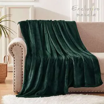 Exclusivo Mezcla Fleece Throw Blanket for Couch, Sofa, 300GSM Super Soft and Warm Blankets, Forest Green Throw All Season Use, Cozy, Plush, Lightweight, 50x60 Inches