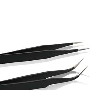 Tweezers Straight and Curved for Precision Pick up and Placement - Eyelash Extensions, Health and Beauty, Cosmetics