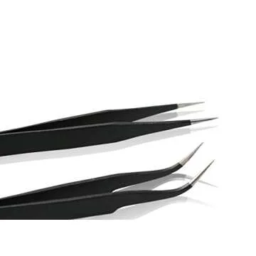 Tweezers Straight and Curved for Precision Pick up and Placement - Eyelash Extensions, Health and Beauty, Cosmetics
