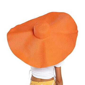 Women's Oversized Straw Hat Large Brim Sun Hat Beach Cap Big Foldable Floppy Sunshade Hats Outdoor Summer Sun Beach Hat (Black)