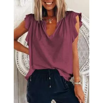 Dokotoo Cute Ruffle Cap Sleeve Tank Tops for Summer