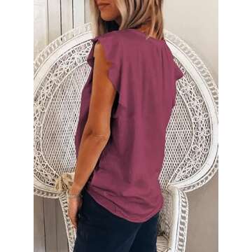 Dokotoo Cute Ruffle Cap Sleeve Tank Tops for Summer