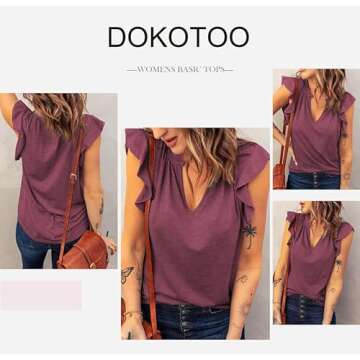 Dokotoo Cute Ruffle Cap Sleeve Tank Tops for Summer
