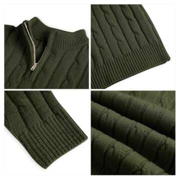 Zhaovi's Toddler Boys Girls Sweater Twisted Knit Cable 1/4 Zip Sweaters Outfit Baby Winter Long Sleeve Warm Soft Outwear Army Green
