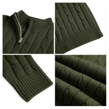 Zhaovi's Toddler Boys Girls Sweater Twisted Knit Cable 1/4 Zip Sweaters Outfit Baby Winter Long Sleeve Warm Soft Outwear Army Green